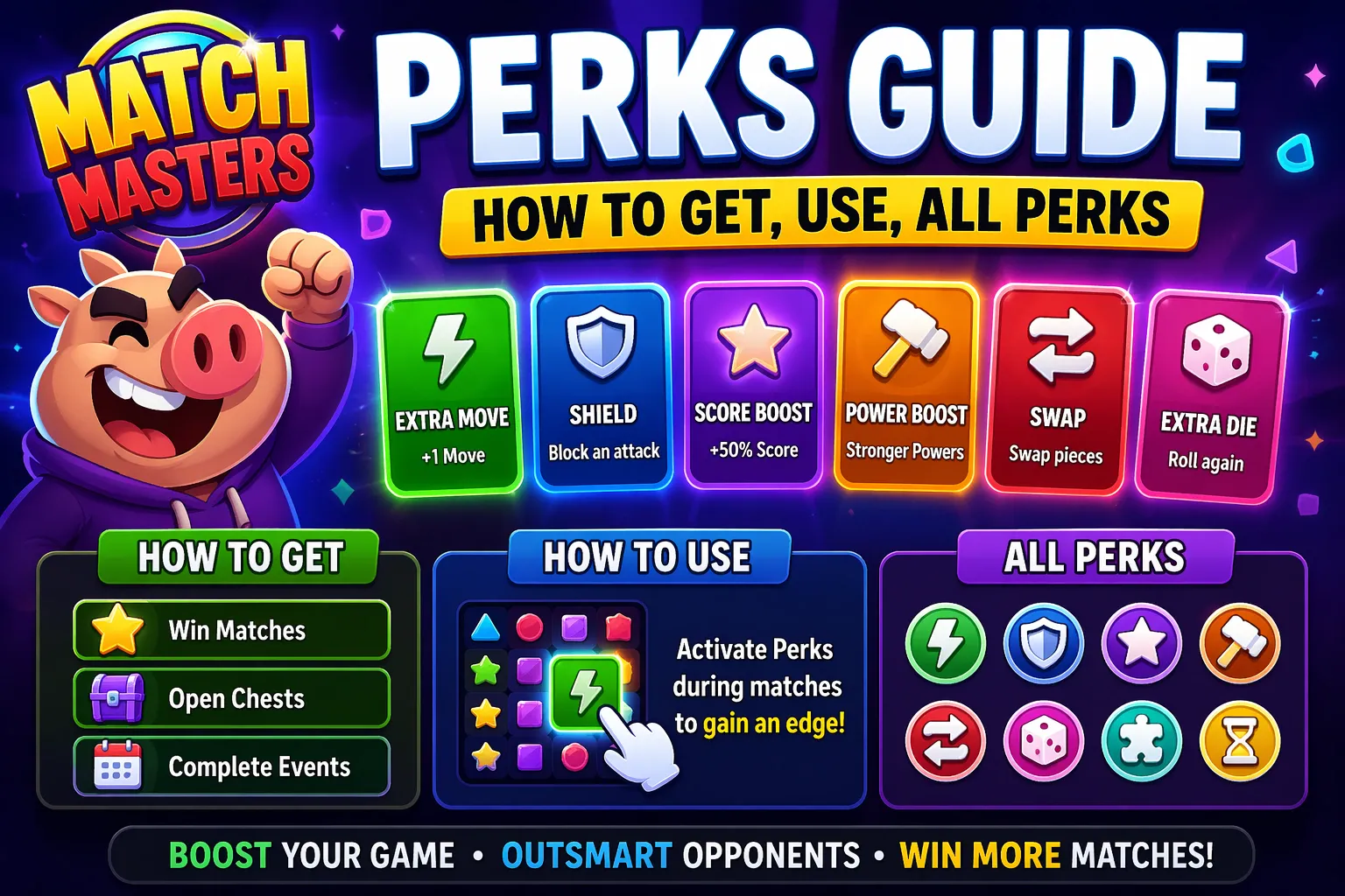 Match Masters Perks Guide (How to Get, Use, All Perks)